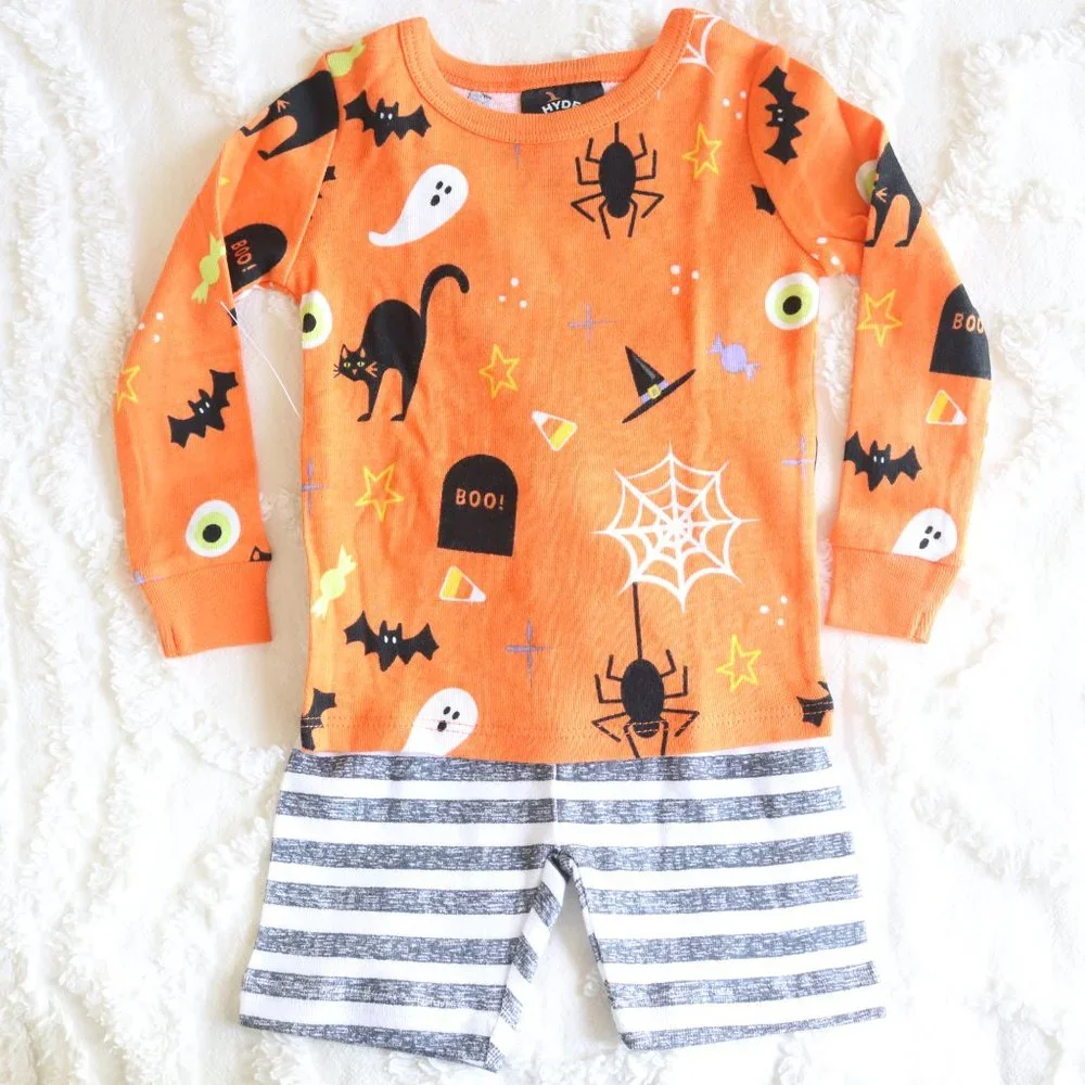 Baby Halloween Trick or Treat Stripe Shorts Matching Family Sleep Set 3pc Bundle
